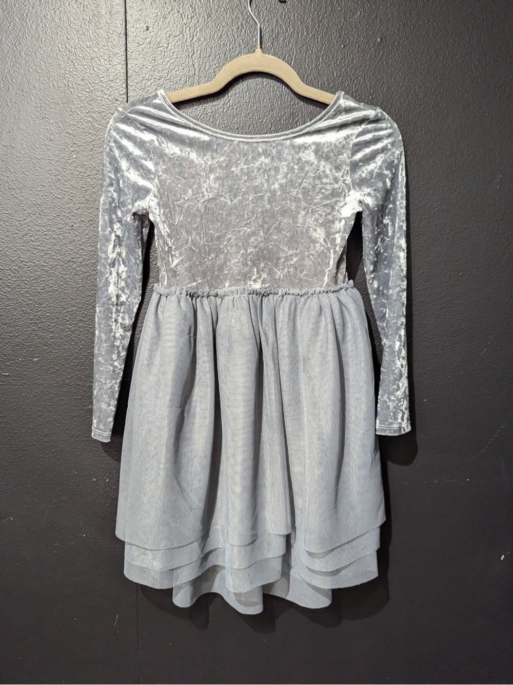 Cat & Jack Silver Velvet Bodice Tulle Skirt Dress
